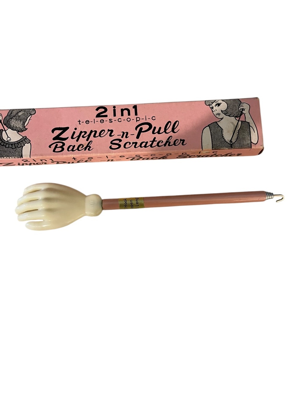 Vintage 1940s  Zipper Pull and Hand Back Scratcher 2 in 1 with Original Box